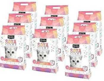 מבצע 9 יח' חול מתגבש קיט קט לחתול על בסיס סויה בריח קונפטי 7 ליטר
