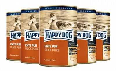 מבצע 12 יח' הפי דוג שימורים ללא דגנים ברווז 400 גר' לכלב