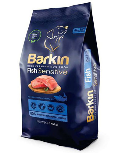ברקין אוכל לכלב בוגר סנסטיב דגים 15 ק"ג Barkin