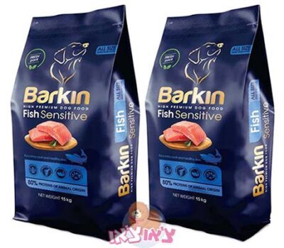 דיל 2 יח' ברקין אוכל לכלב בוגר סנסטיב דגים 15 ק"ג Barkin